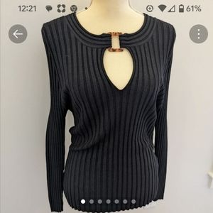 78%Silk Black Ribbed Boutique Sweater